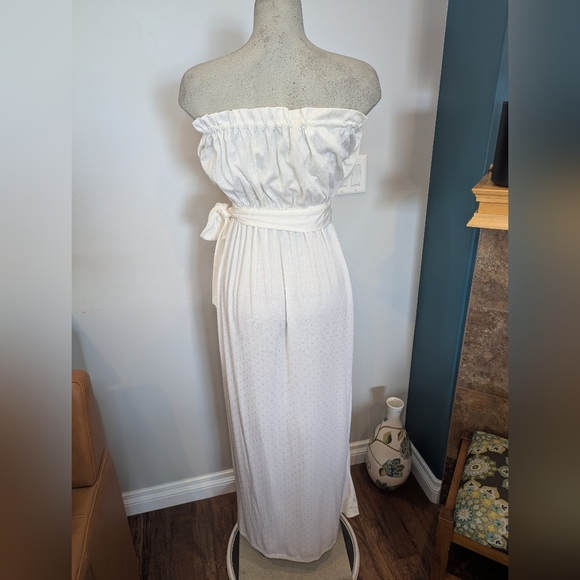 Vintage 1970s Elegant Ivory Strapless Belted Maxi Dress Size 4- 8  S/M - Picture 11 of 11